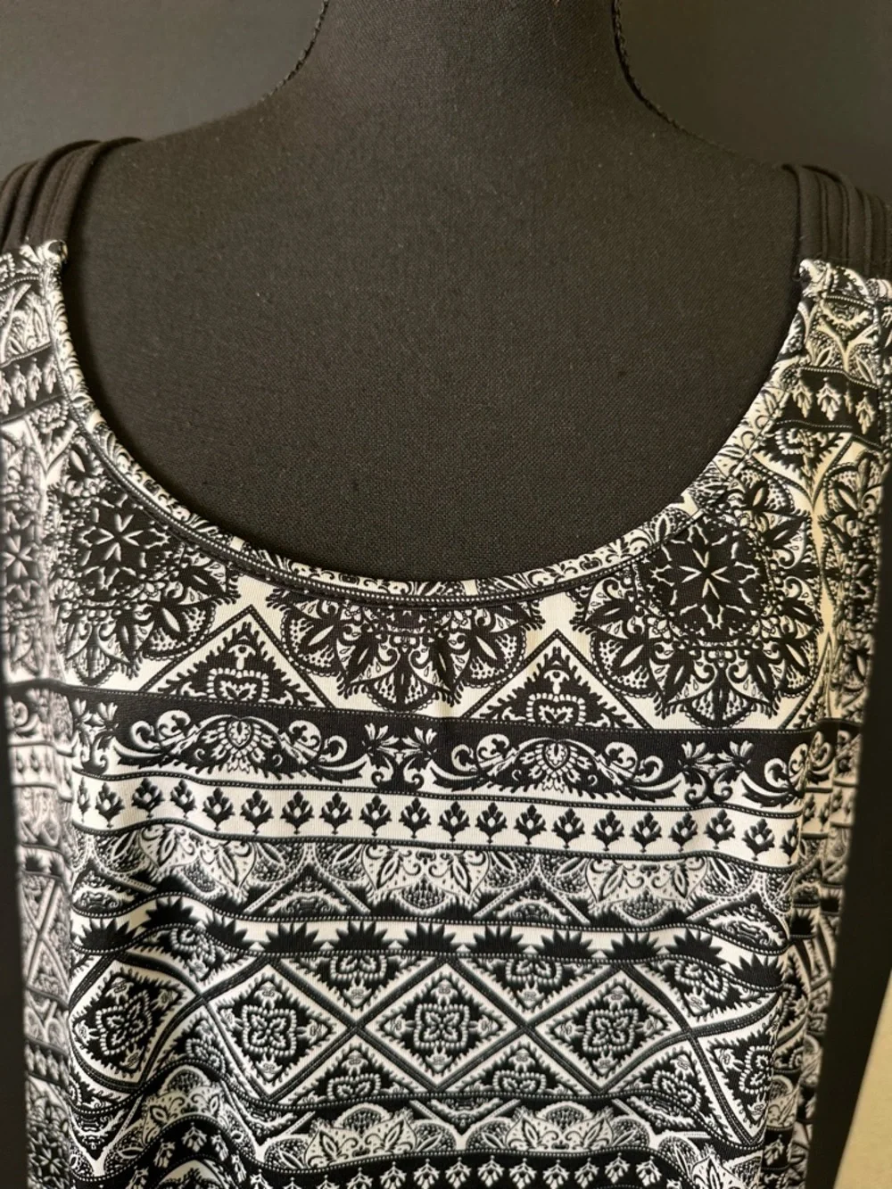 #180-‎ Black & White Patterned Swim Coverup Dress